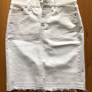 Jcrew Frayed Denim Pencil Skirt
